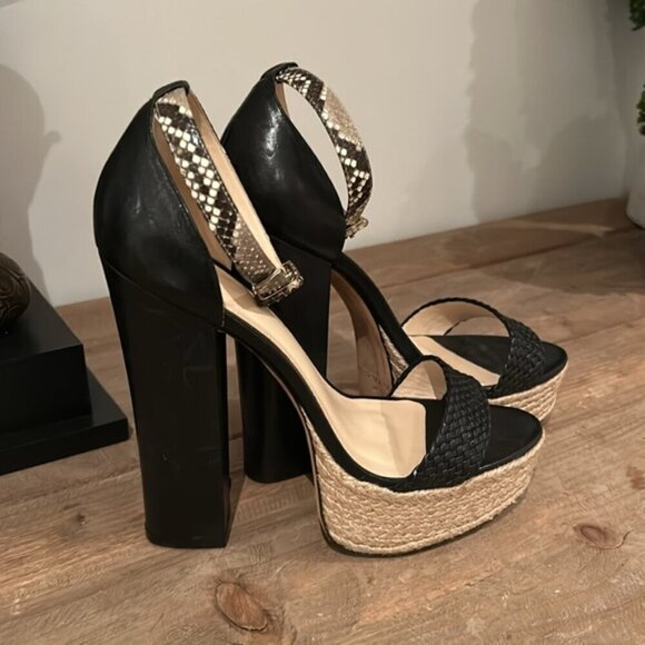 ALEXANDRE BIRMAN ALICIA BRAIDED PLATFORM SANDALS - BLACK-NATURAL 41 - Picture 10 of 13